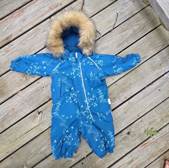 Blue Snowsuit with Faux Fur Trim - Picture 1 of 10